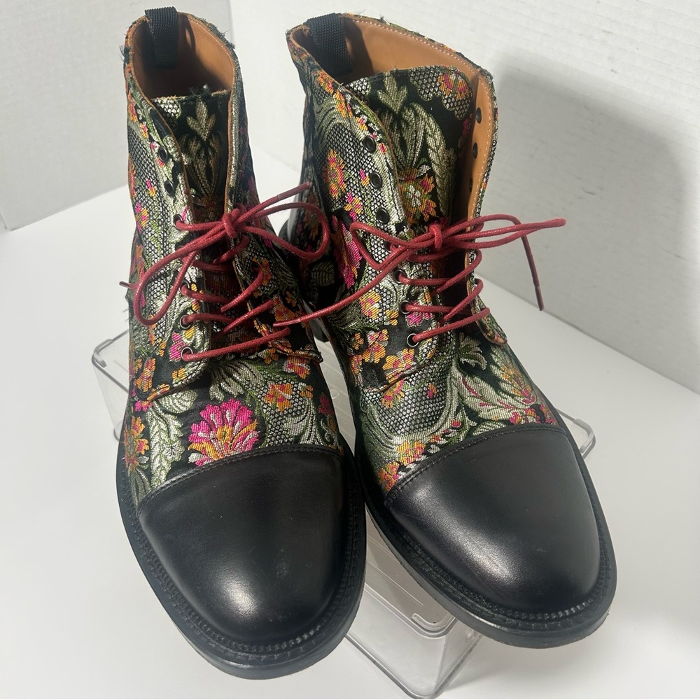 TAFT Brocade Floral Embroidered Jack In Paradise Lace-Up Boots Bohemian Colorful